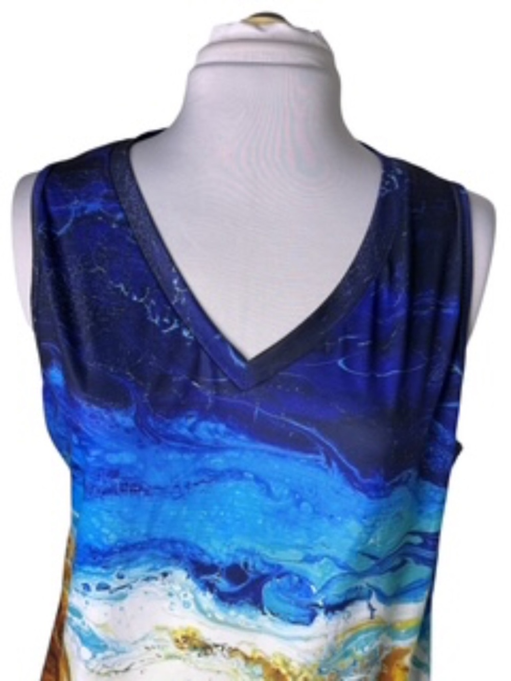 NWT ETCYY Casual Sleeveless Summer V-Neck Fluid Abstract Tank Top Size L - Picture 3 of 7